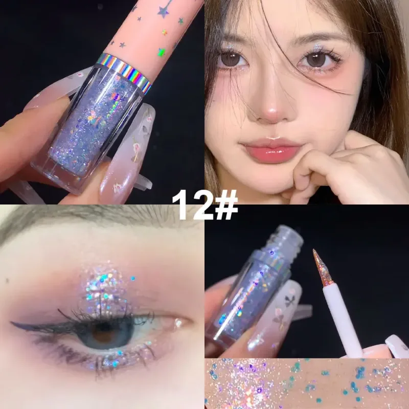 Blue Sequins Liquid Eyeshdaow Glitter Gel Fényes fémes szemceruza Pen Diamond Shimmer Vízálló Eye Beauty Party Smink eszköz — image 18