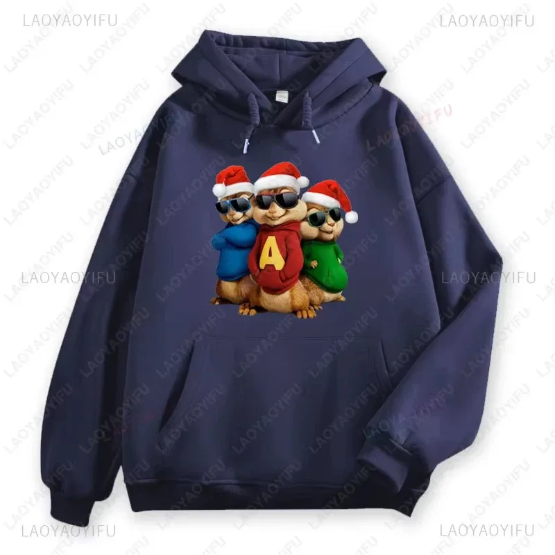 Alvin et les Chipmunks Anime sweats à capuche écologique A lettres impression sweat décontracté Streetwear unisexe pulls promo — image 17