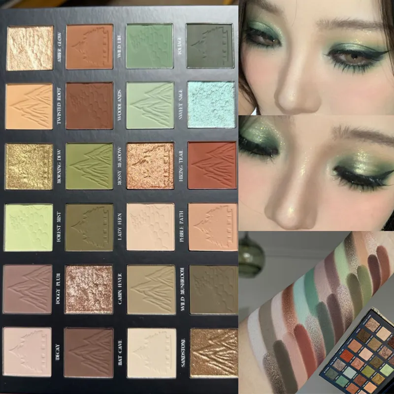 24 Χρώματα Metallic Glitter Eyeshadow Matte Shimmer Eye Shadow Makeup Plate Earth Powder Punk Smoky Dark Green Eye Shadow Make up — image 3