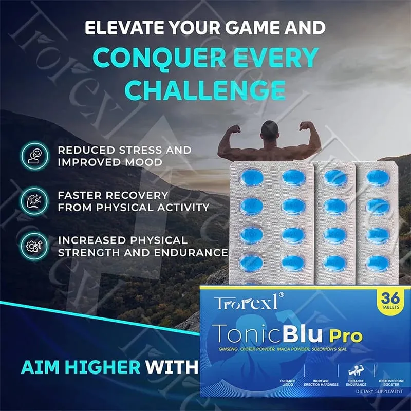 TonicBluPro Blue Pills Male Enhancing Supplements Support Stamina & Energy Natural Oyster & Ginseng Tablets — image 6