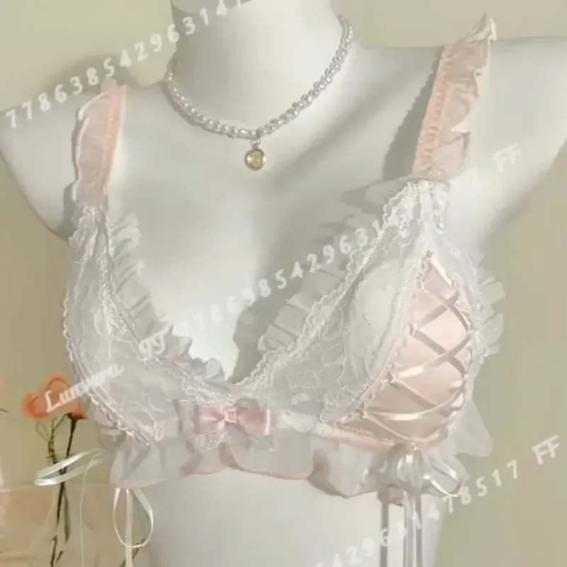 Lolita Style Thin Lace Triangle Cup Σετ Γυναικείο Χαριτωμένο μικρό μπούστο σέξι εσώρουχα — image 3