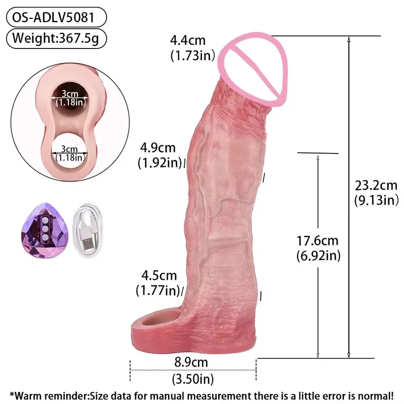 Wireless Control Realistic Hollow Dildo Soft Silicone Penis Sleeve Condom Male Dick Enhancer Delay Ejaculation Sex Toys — image 17