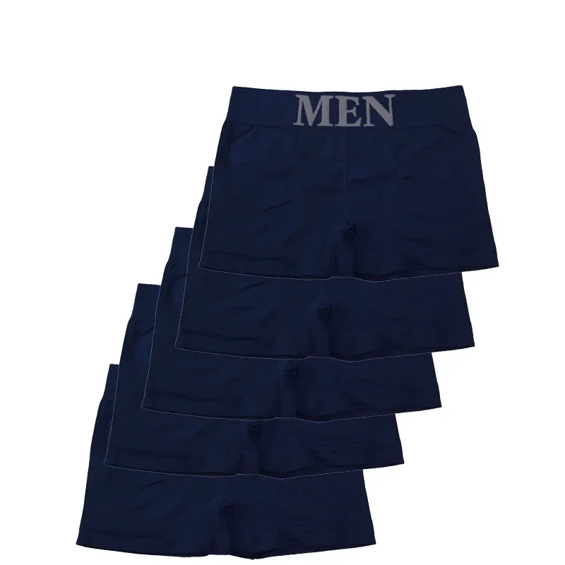 Boxer da uomo da 5 pezzi Intimo traspirante ad alta elasticità Pantaloncini elasticizzati in cotone morbido Comode mutandine in tinta unita 3256812862724852