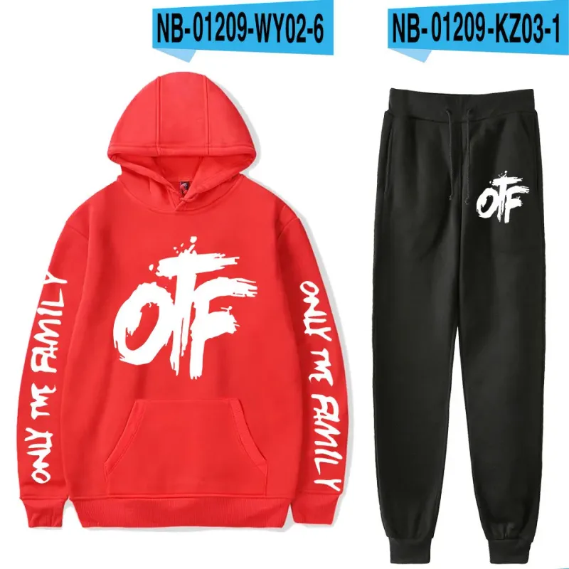 Harajuku Comfortable Funny OTF Letter Print Sweatshirt Sweatpants Suit Men/Women Hoodies+ Trousers Suit Cute 2 Piece Set Clothes