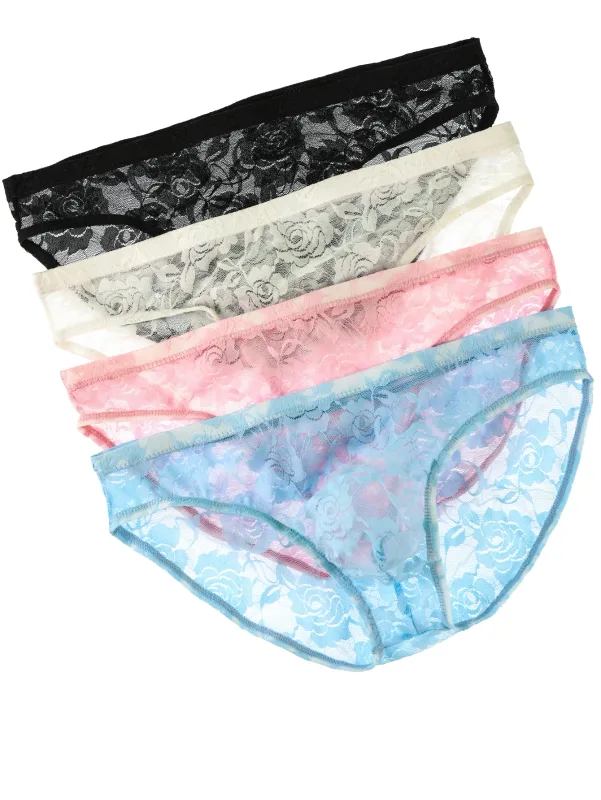 4pcs Sexy Men's Briefs Soft Breathable Lace Underwear Men's Hot Hips Transparent Jockstrap Sexy Colorful Undies Cueca E114