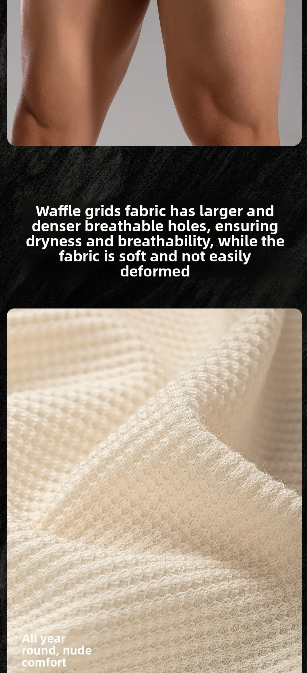 3pcs Sexy Men Waffle Cotton Briefs with Raised Bag Support Pouch With Hole U Spacious Separate Crotch Breathable Anti-sweat 3256812343913911 — image 6