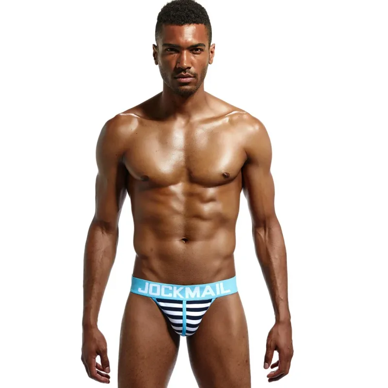 Jockmail Cotton Men's High-Cut Briefs, Striped Underwear for Men, Soft and Comfortable, Gay Cueca — image 14