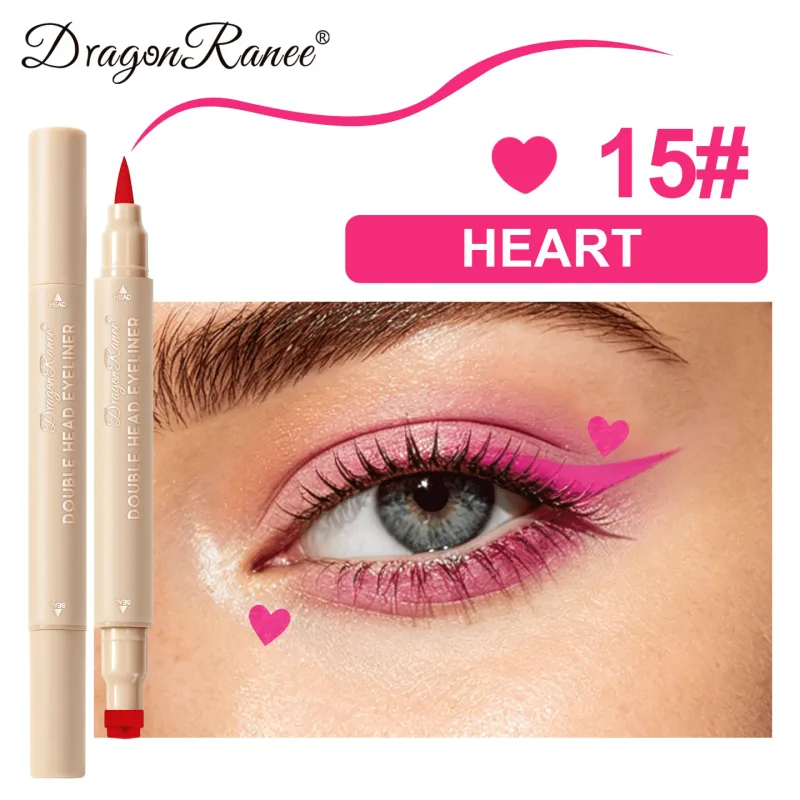 Colorful Liquid Stamp Eyeliner Red Star Heart Butterfly 2 in 1 Eye Liner Pencil Purple Pink Waterproof Eye Template Makeup Tool — image 11