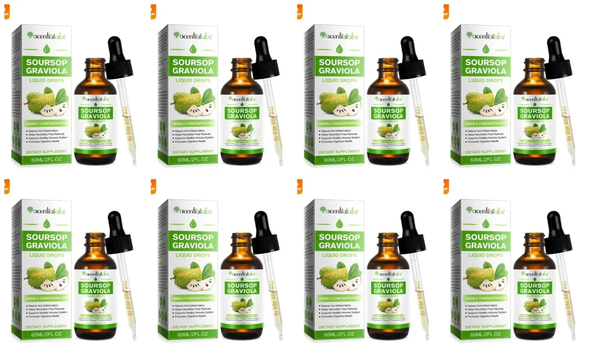 Acentiallabs Hot Sale 60ml Soursop Bitter Liquid Drops Dietary Supplements 100% Pure Organic Soursop Graviola Extract for Adlut — image 12