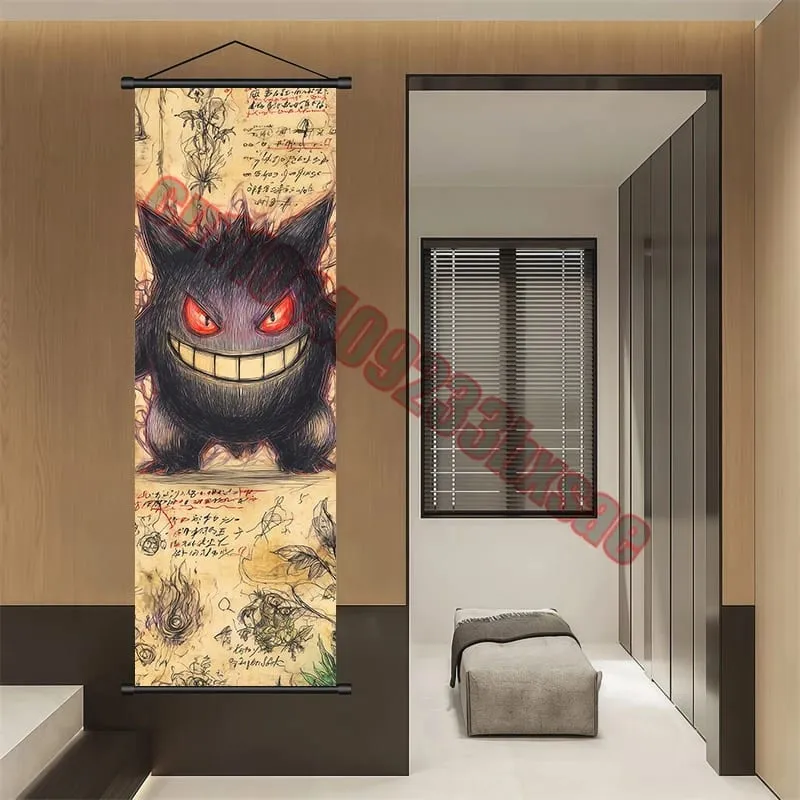 Έντυπη αφίσα Pokemon Έργα τέχνης τοίχου Anime Εικόνες Gengar Charizard Ζωγραφική Καμβάς Pikachu Κρεμαστά ρολά Διακόσμηση δωματίου στο σπίτι