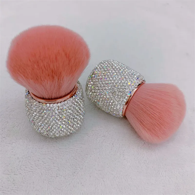 Pincel de maquiagem profissional com cabo de diamante, pincel para pó solto, blush, cabeça de cogumelo, base, blush, cabelo macio, ferramenta — image 3