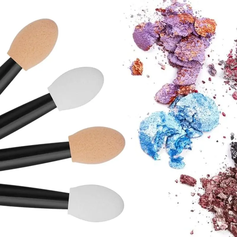 Cuttte 50/100PCS Disposable Dual Sides Eye Shadow Sponge Applicators with Container Length Eyeshadow Brushes Makeup Applicator — image 4