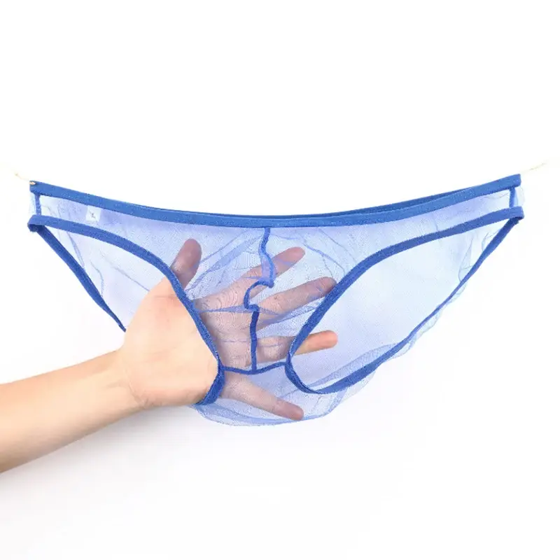 Men's Large Size Low Waist Mesh Briefs, Ultrathin Transparent Underwear, with U Convex Bag, Various Colors Available — image 4