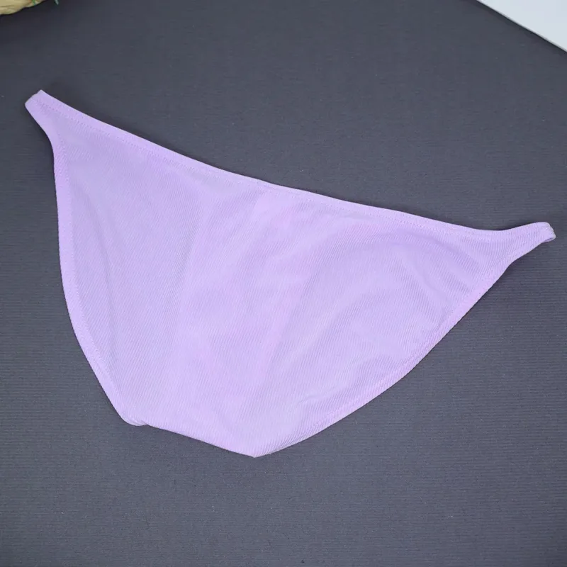 1pc Men Ribbing High Fork Underwear Brief U Convex Pouch Low Rise Panties Solid Color Breathable Comfortable Underpants — image 8