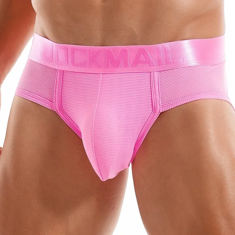 Jockmail Mens Underwear Briefs Mesh Breathable Sports Fitness Shorts Solid Color Sexy Low-rise Lingeries for Extreme Panties — image 17