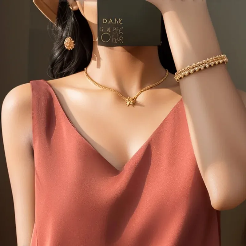 Νέο Lce Silk Satin Camisole Γυναικεία Άνοιξη/Καλοκαίρι μονόχρωμο αμάνικο σέξι άνετο μεταξωτό εσώρουχο RW-D09 — image 7