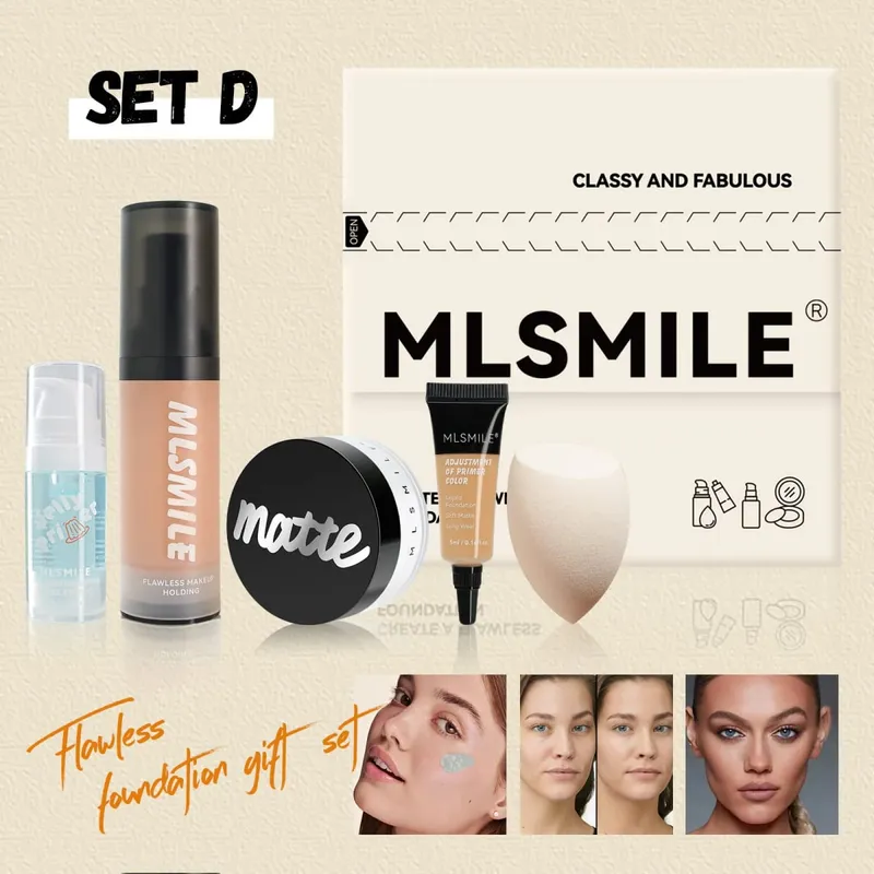 Επαγγελματικό σετ μακιγιάζ για άψογο Base Oil Control Loose Powder Matte Primer Liquid Foundation Concealer Ενυδατικό Δώρο
