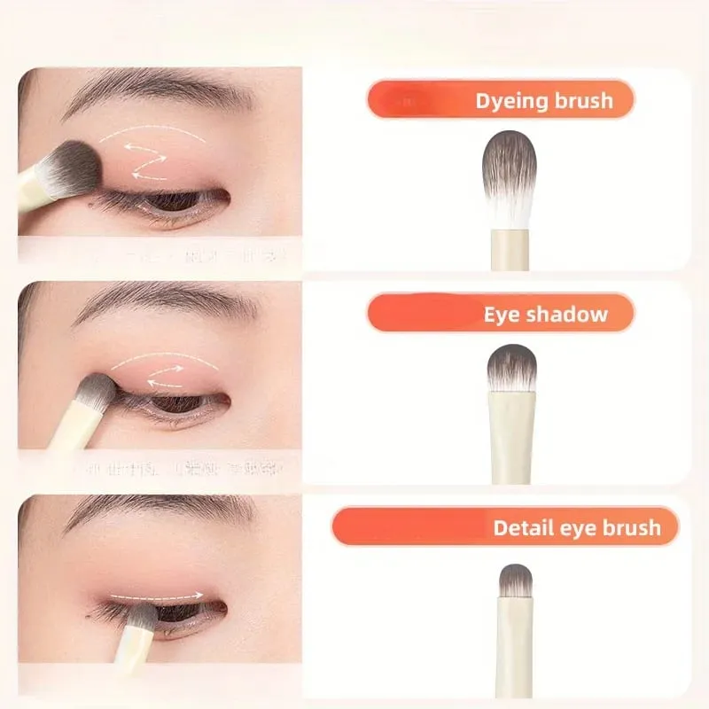 10 pçs pincéis de maquiagem de olho natural conjunto detalhe sombra escova de maquiagem branco ultra macio sombra delineador ferramenta de maquiagem — image 4