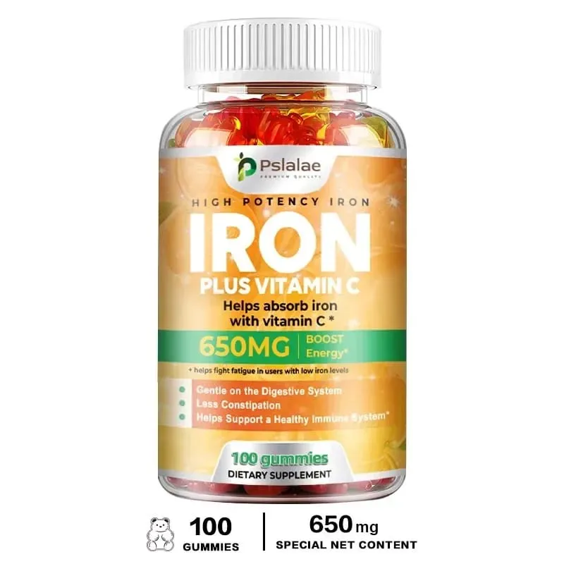 Iron Gummies 650 Mg - Προωθεί την παραγωγή ερυθρών αιμοσφαιρίων Ανακουφίζει από την κούραση Απορροφά απαλά το σίδηρο και βελτιώνει την ενέργεια