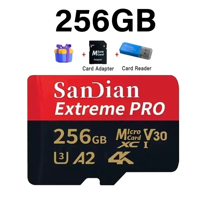 כרטיס מיקרו TF מהיר 128GB Class10 כרטיס פלאש 256GB כרטיס זיכרון 512GB לטאבלט לסמארטפון