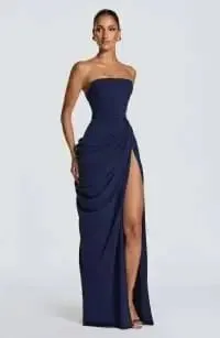 Sexy Solid Pleated Halter Women's Dress Fashion Sleeveless Backless Waist-cinching Split Maxi Dresses 2026 Summer Party Gowns — image 12