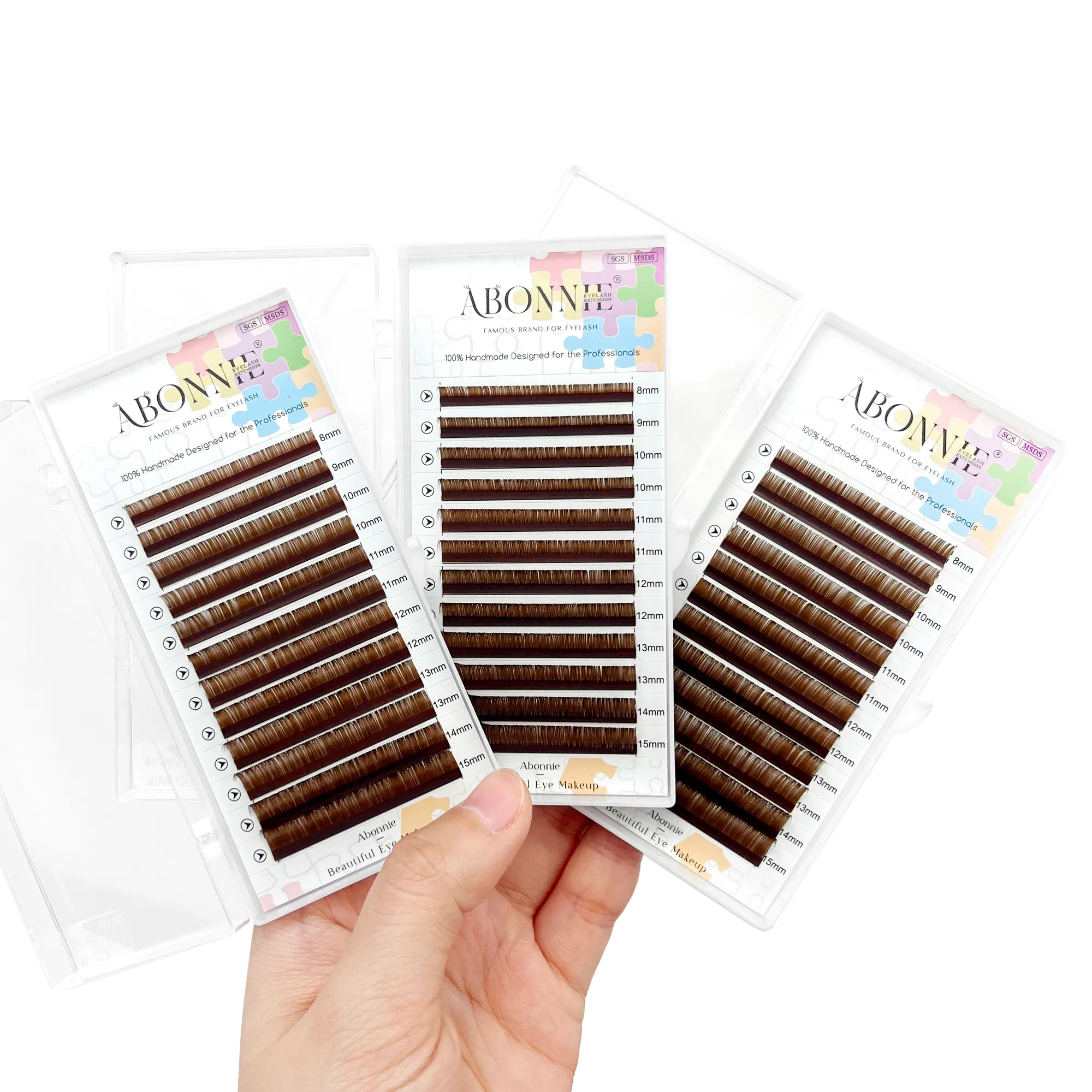 Abonnie LB Dark Brown Lashes Καφέ Χρώμα Classic Eyelash Extensions Foxy Eye Fluffy Individual Eyelashes — image 7