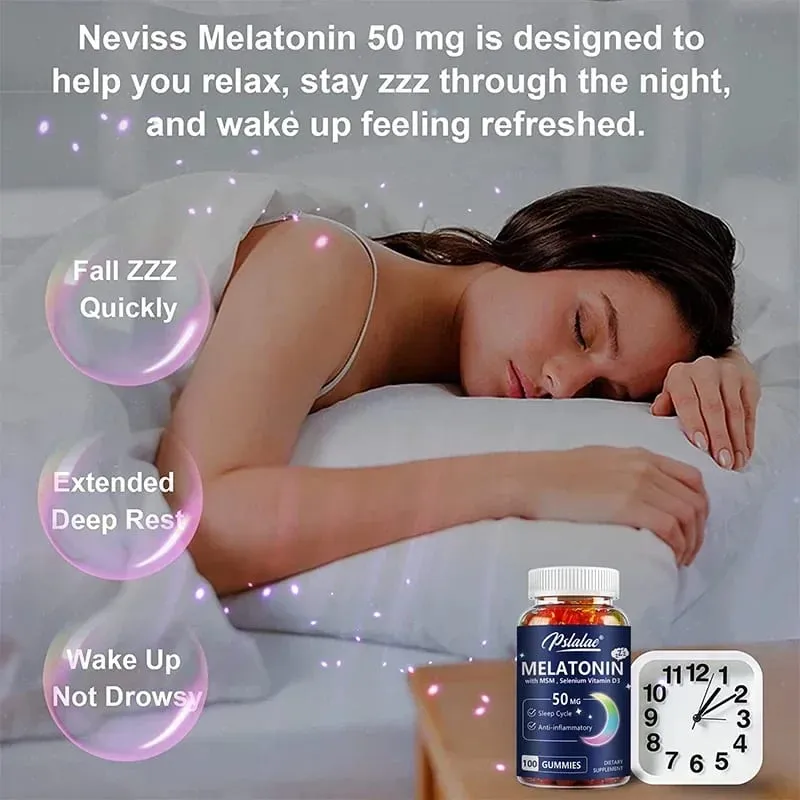 Melatonin Gummies 50mg - Sleep Support Stress Relief Improved Sleep Quality Boosted Energy Production Increased Vitality