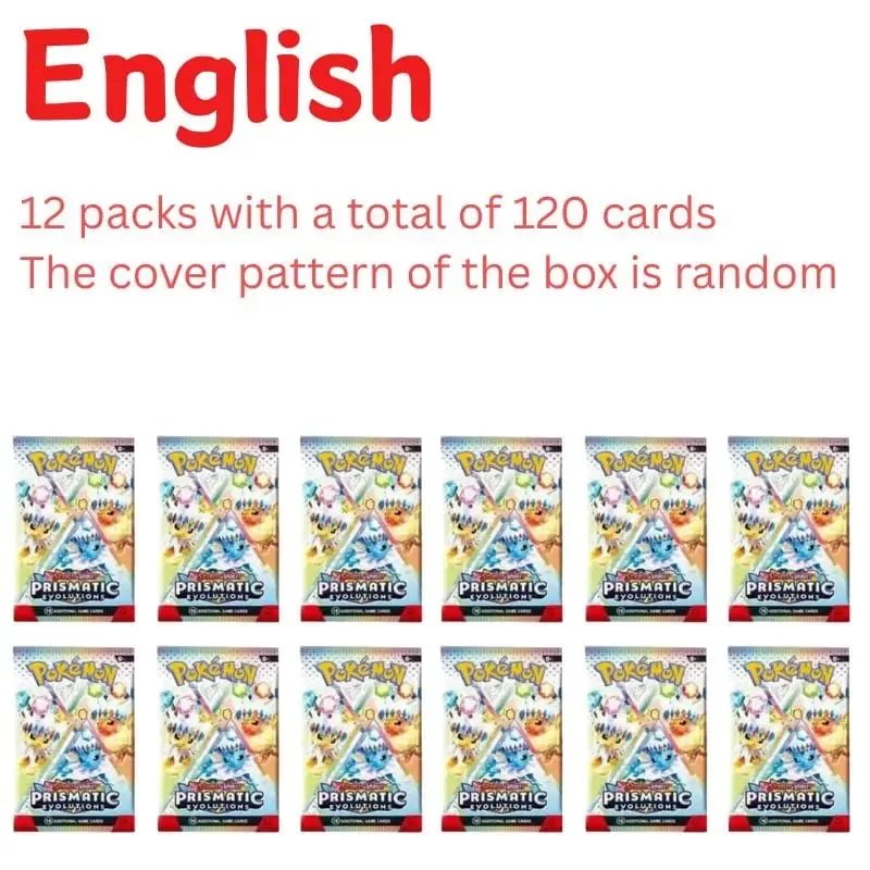 360 db/doboz 10 kártya/csomag angol Pokémon kártya Prismatic Evolutions English Booster Battle tranzakciós kártya ajándékok