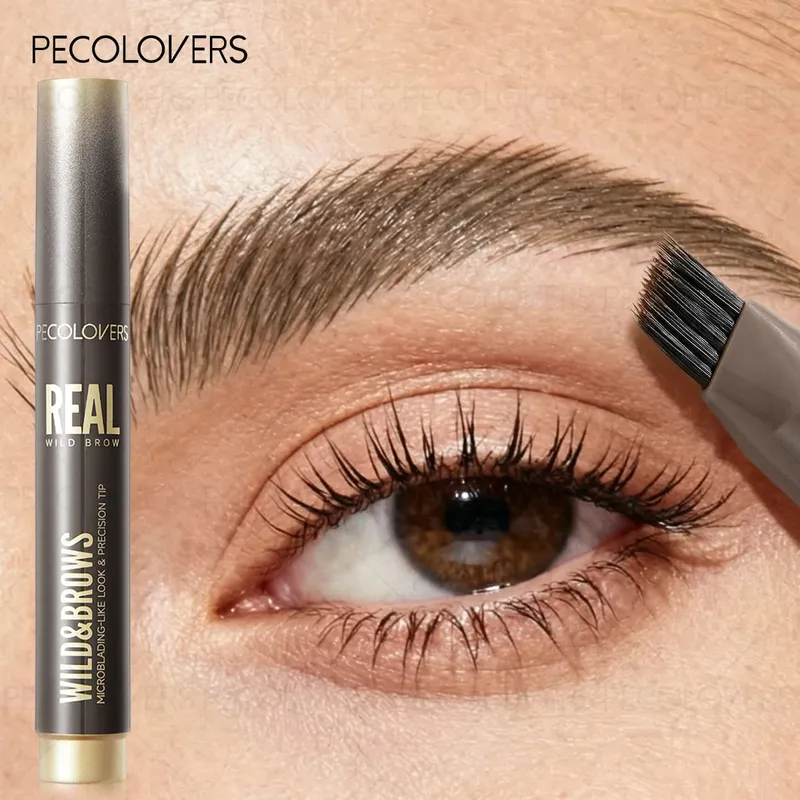 2PCS/SET 3D Wild Waterproof & Sweatproof Eyebrow Pencil &eyebrow Razor Mult Split Tip Eyebrows Pen Eyebrow Portable for Travel