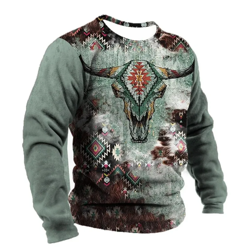 Vintage Ethnic Style Graphic Sweatshirts Spring Autumn Fashion Casual Long Sleeve 3D Printed Tops Loose Streetwear Mens Clothing — image 5