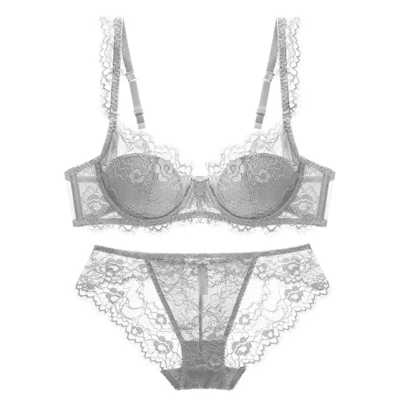 Σετ εσώρουχα με ελαφριά γραμμή βλεφαρίδων Lace Thin Cup σουτιέν και εσώρουχα με Push Up απαλά άνετα αναπνεύσιμα σέξι γυναικεία εσώρουχα — image 2