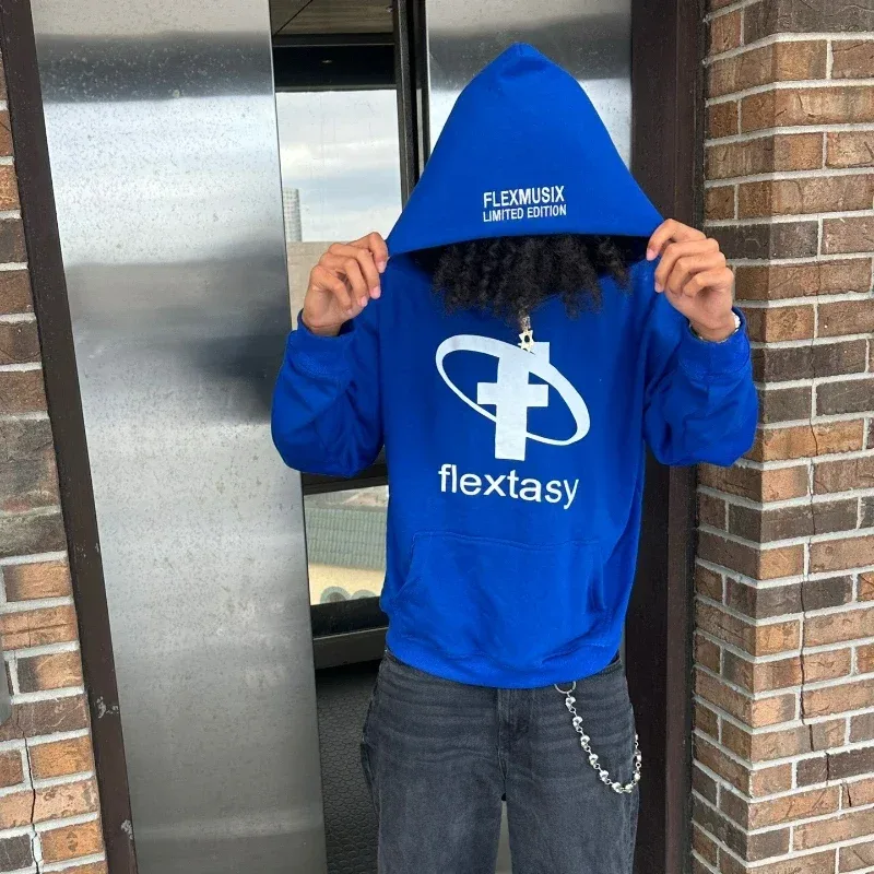 2000s Fashion Harajuku Hoodie Print Casual Gothic Klein Blue Streetwear Unisex New Trendy Hip Hop Sweatshirt Oversized Clothes — image 5