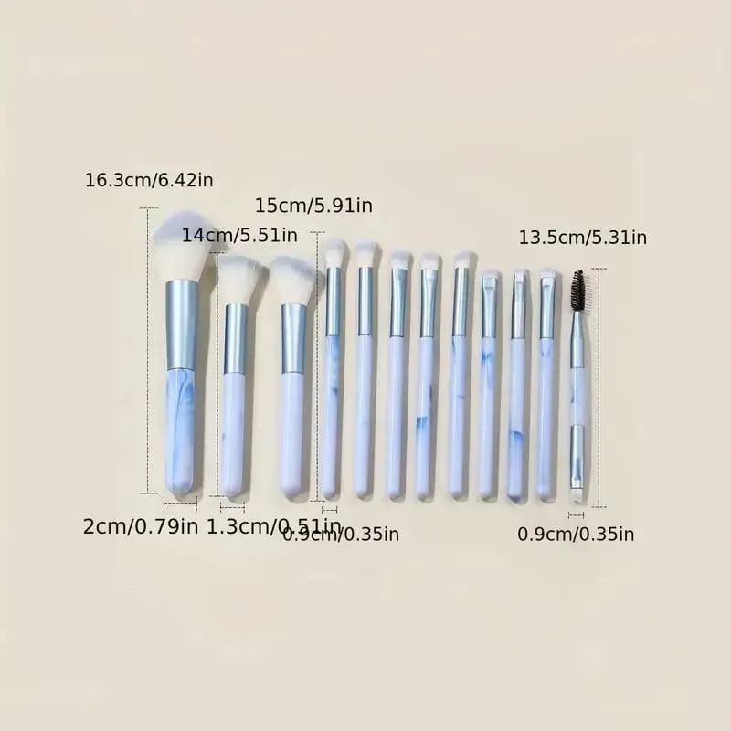 Σετ πινέλων μακιγιάζ 12 τμχ Blue Foundation Concealer Blush Powder Eye Shadow Kabuki Blending Cosmetic Soft Fluffy Female Makeup Tool — image 4
