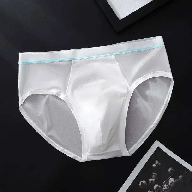 Men's Seamless Ice Silk Briefs Underwear Bulge Pouch Solid Breathable Panties Sexy U Convex Pouch Lingerie Underpants — image 4
