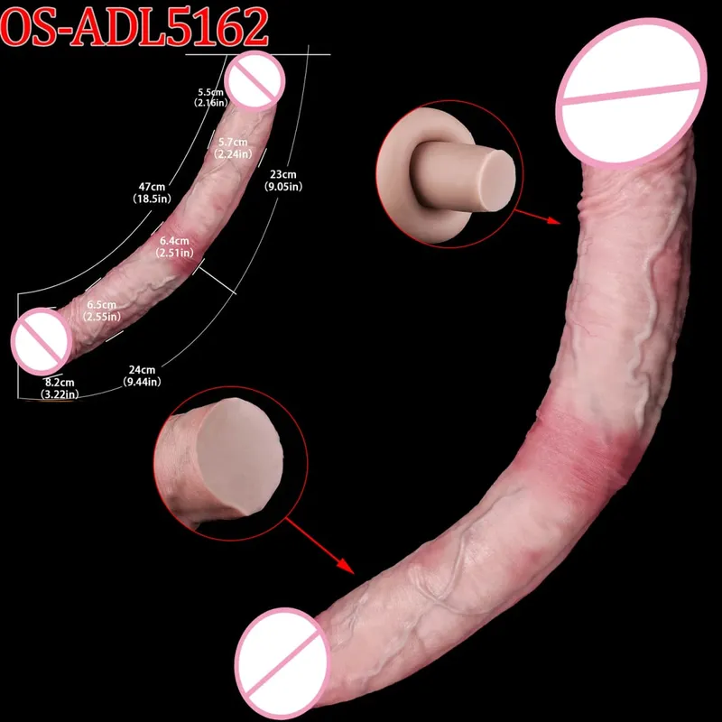 47cm Realistic Long Dildos Double Head Anal Vaginal Stimulator Sex Toy With Sucker For Lesbian Couples Gay Men Adult Tools — image 13
