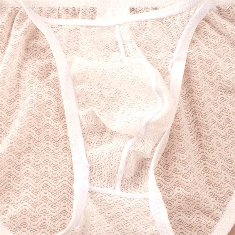 Mesh Nylon Pink Underwear for Men Solid Color Breathable Summer Cool Male Bulge Pouch Briefs Ultra Thin Sexy Plus Size Panties — image 16