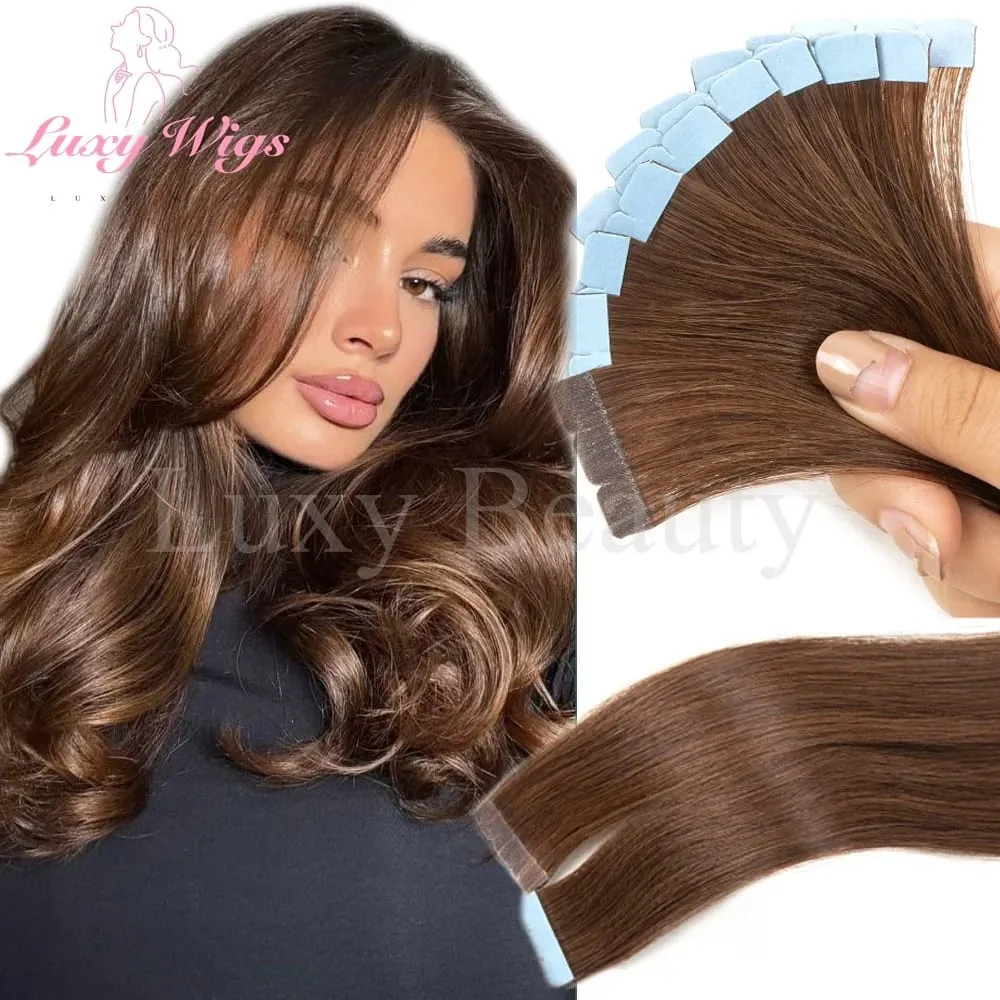 Highlights Καφέ Μίνι Ταινία σε Ανθρώπινα Μαλλιά Extensions Φυσικό Μαύρο Ξανθό Αόρατη Μίνι Ταινία διπλής όψης χωρίς ραφή στα μαλλιά 10τμχ