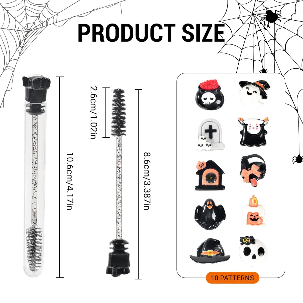 20 τμχ Halloween Eyelash Spoolies Mascara Rods for Extensions Spooky Skull Pumpkin Gothic Brushes Lash Tech Supplies Gif — image 5