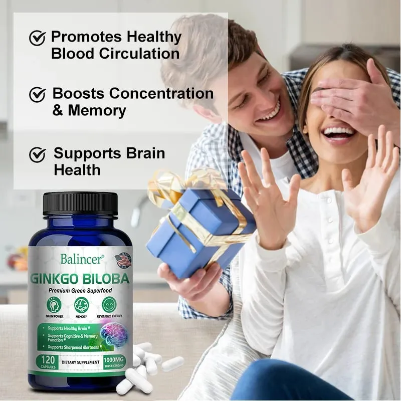 Ginkgo Biloba Extra Strength 1000mg ανά μερίδα - Υποστηρίζει τη λειτουργία του εγκεφάλου και την υποστήριξη της μνήμης 120 χορτοφαγικές κάψουλες — image 4