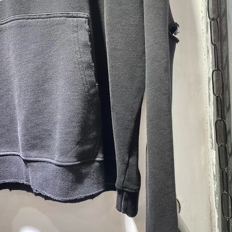 Nuevas sudaderas con capucha PALY de gran tamaño para hombre y mujer, cárdigan Vintage informal lavado negro dañado de la mejor calidad, sudaderas con cremallera — image 18