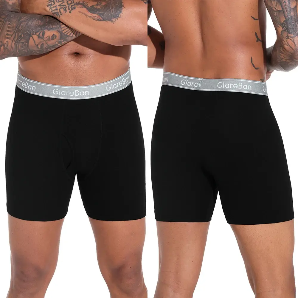 4pcs Hitam Kaki Panjang 100% Kapas Boxer untuk Lelaki Seluar Dalam Baharu Jenama Lelaki Seluar Dalam Dan Seluar Dalam Untuk Seluar Pendek Homme Seluar Slip Kotak — image 1