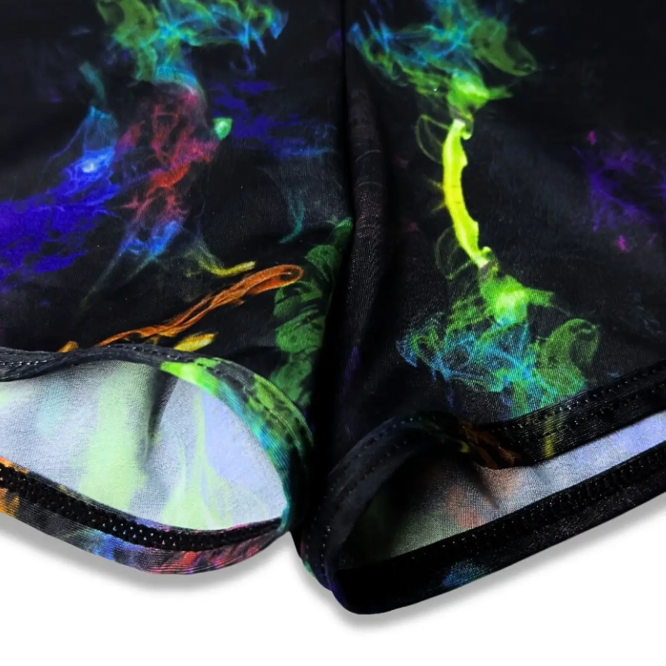Men Galaxy Smoke Print Split Hem Ice Silk Trunks Low Rise Quick Dry Slim Lounge Shorts Lightweight Breathable Underwear for Gym — image 6