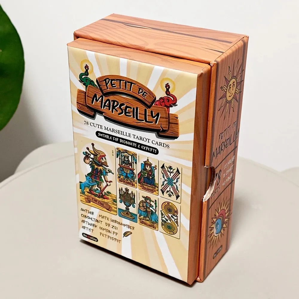 Petit De Marseilly Tarot Deck 78 τμχ Cute Chibi Marseille Tarot Card in Rigid Box 12*7cm Χάρτι με διπλό ανάγλυφο — image 4