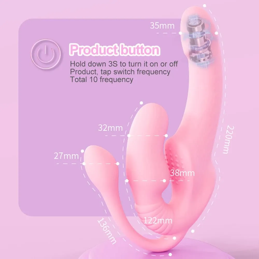 Strapless Strap on Dildo Vibrator Anal Plug Massager Lesbian 3 in 1 Vibrator G-Spot Stimulate Clitoris Sex Toy for Couple — image 6