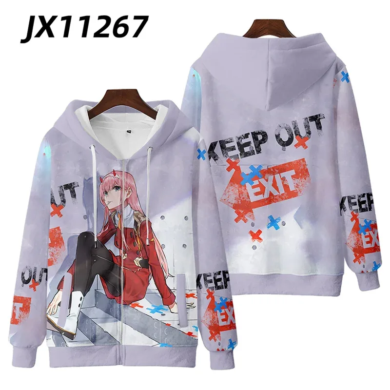 Hot Japan Anime Darling In The Franxx Cosplay Zipper Hoodies 3D Druck Männer Frauen Hip Hop Trainingsanzug Zipper Hoodie Männer der Kleidung — image 3