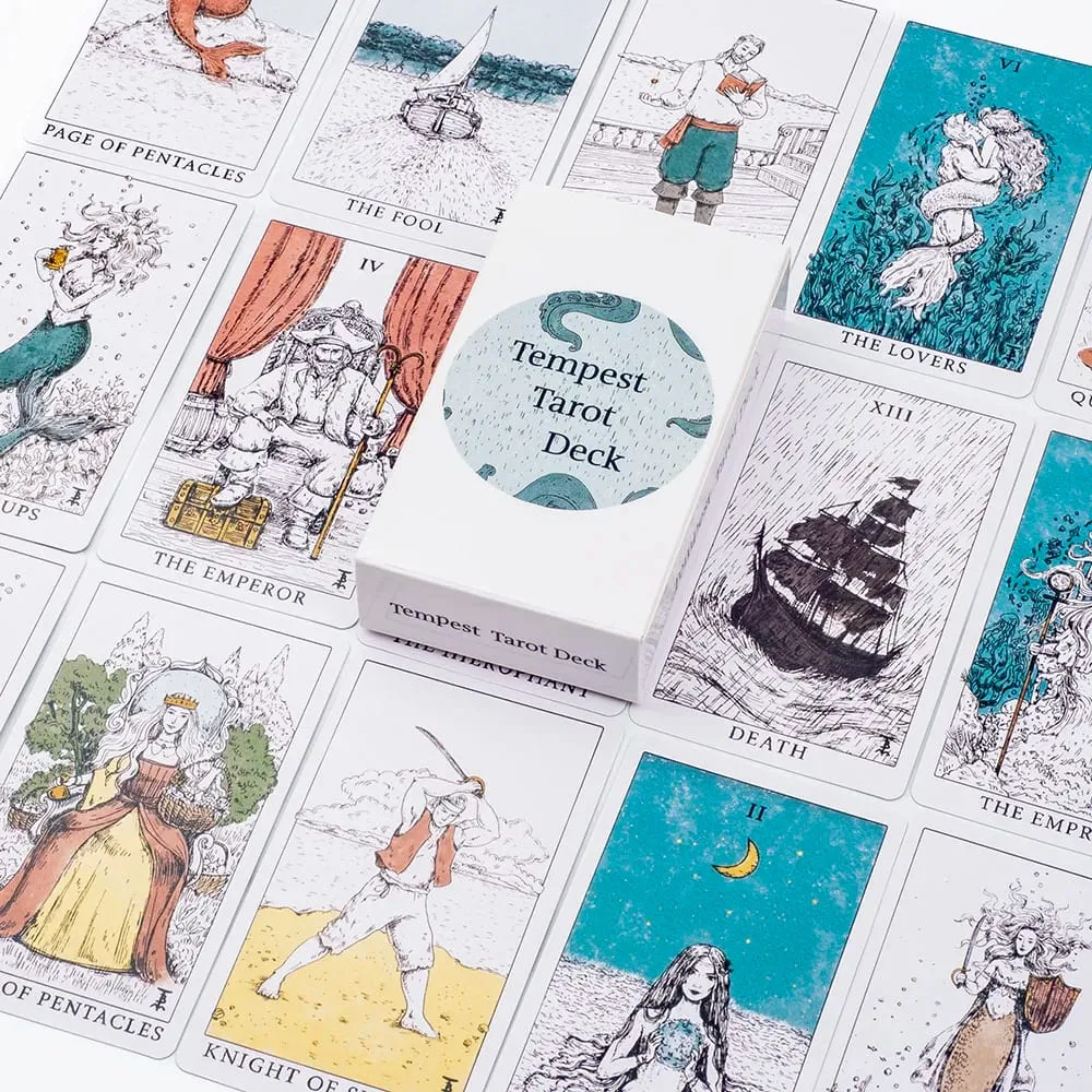 Ocean Themed Tempest Tarot Deck 78 Card Divination Set 10.4*6.1cm Beautifully Designed for Board Games and Tarot Reading — image 5