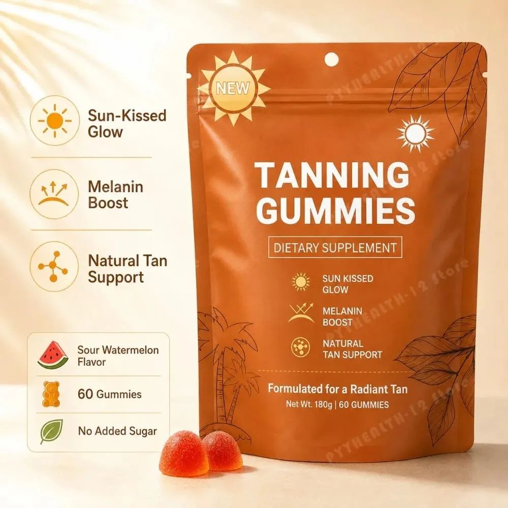 Γυναικείο μαύρισμα Gummies για γυναίκες Χωρίς Sunless Bronzing Glow Υποστήριξη Vegan Χωρίς Ζάχαρη, Μη ΓΤΟ Ασταξανθίνη & Λυκοπένιο 60 Αριθμός — image 2