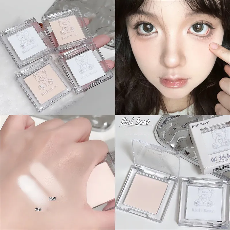 Matte Pure White Face Highlighter Palette Monochrome Pearly Jade Highlighter Eyeshadow Naturally Brightening Contouring Makeup — image 2