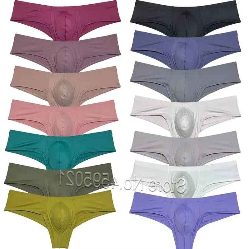Men's Low Waist Bikini Briefs Underwear Male Bikini Enhance Pouch Boxershorts Micro Trunks Underpants Soft Briefs — image 1