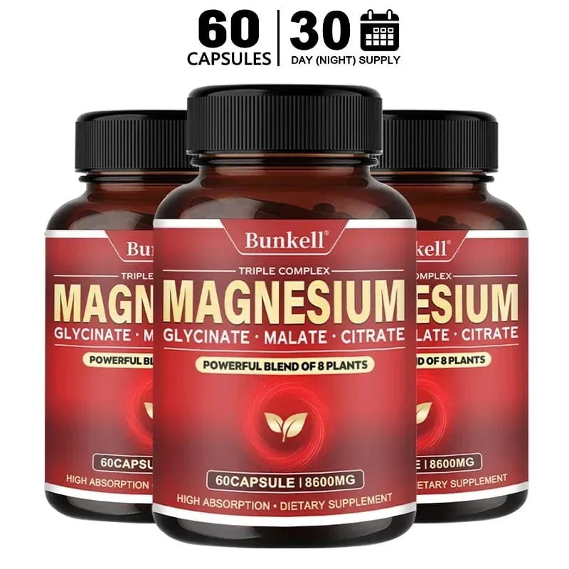 Magas felszívódású magnézium-glicinát malát-citrát 100% kelát, nem GMO vegetáriánus gluténmentes 8 600 mg 120 kapszula
